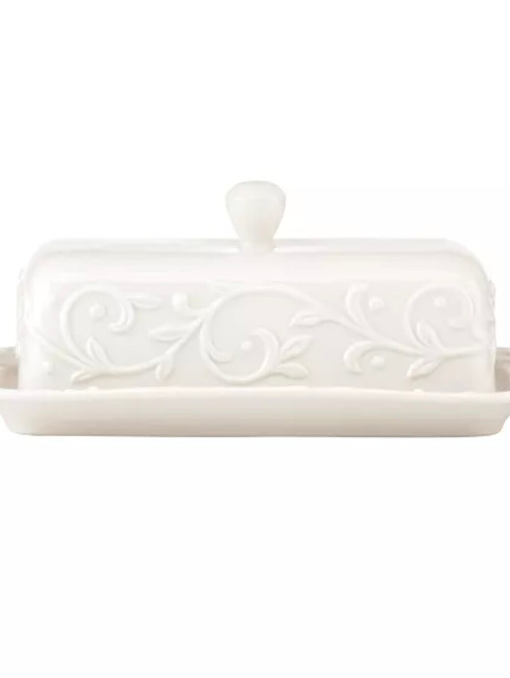 Lenox Dinnerware Opal Innocence Carved Covered Butter Dish